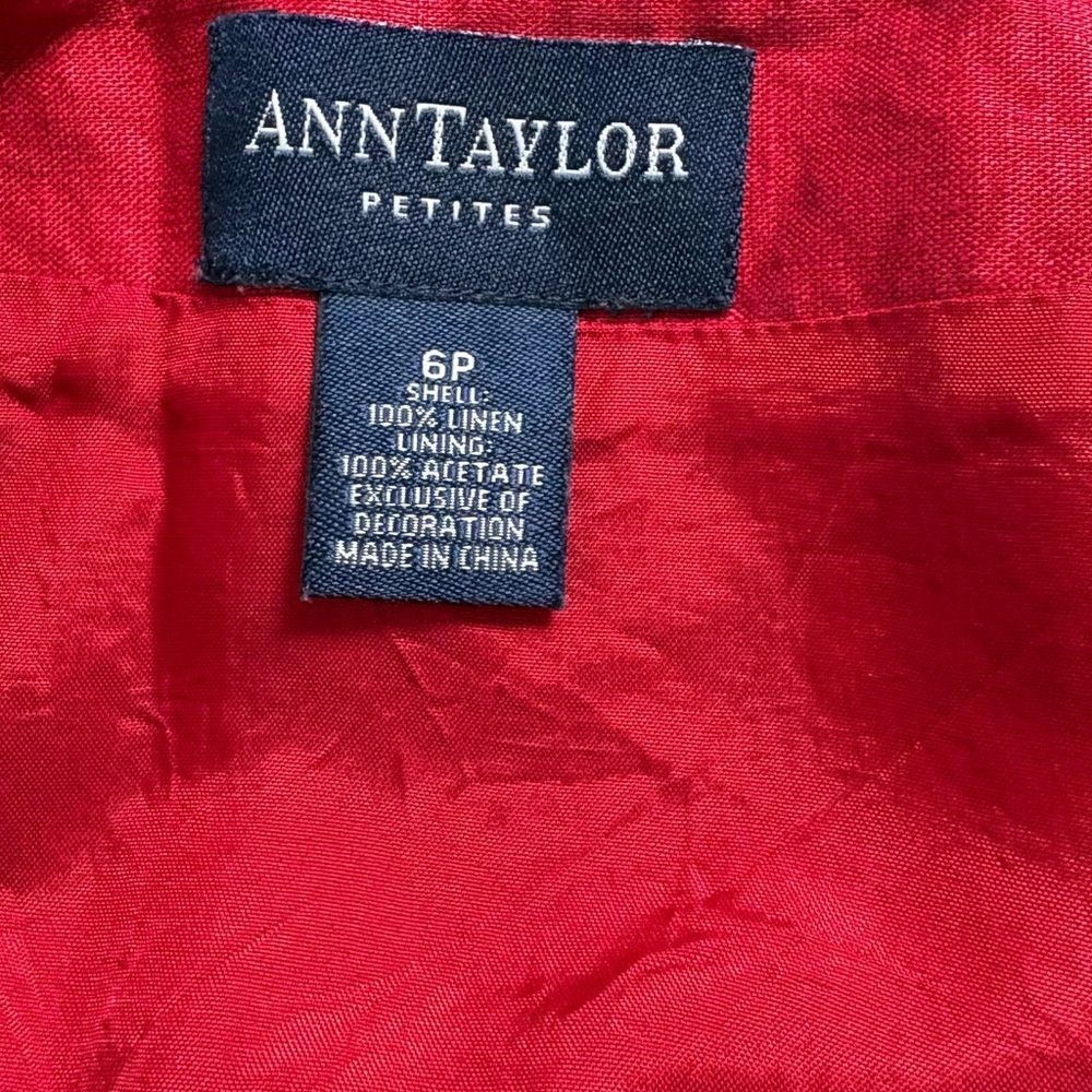 VTG red Ann Taylor linen embellished skirt - Picture 3 of 6